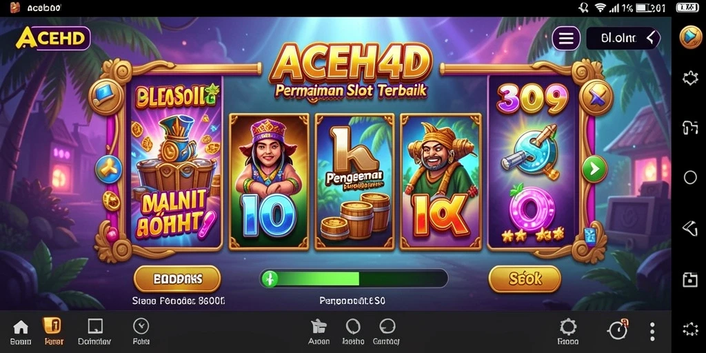 Tampilan gameplay ACEH4D dengan mesin slot yang menarik dan mengasyikkan.