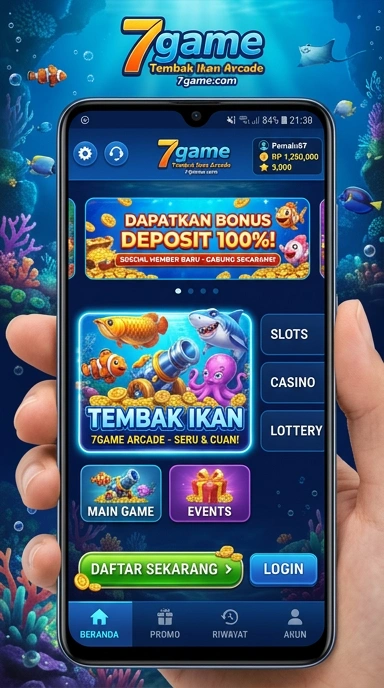 Tampilan utama aplikasi 7game yang sederhana dan efektif.